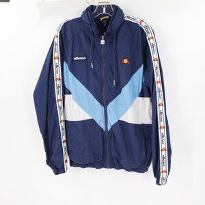 Ellesse Track Jacket Womens large windbreaker lined Sporty retro 80s style blue